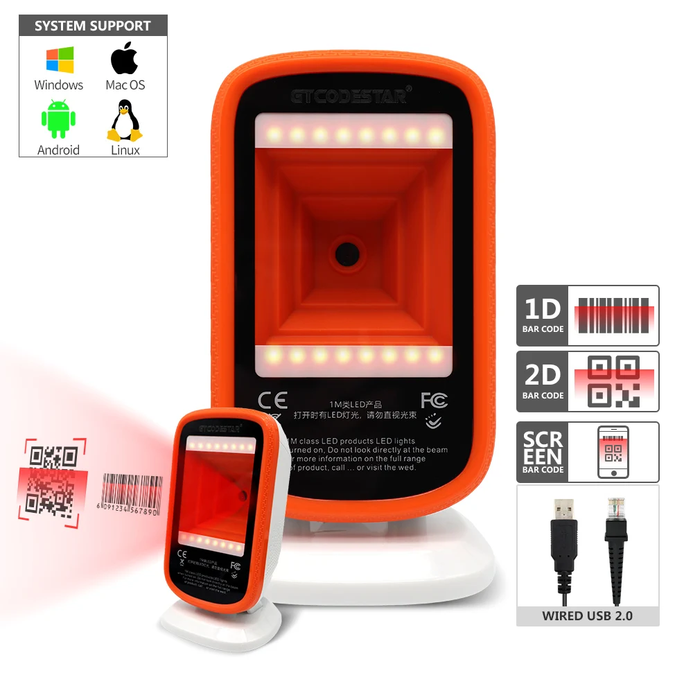 GTCODESTAR GT-9207A 1D 2D Price Qrcode Desktop Barcode Scanner Scanmarker Lector De Codigos De Barra Scanning Machine