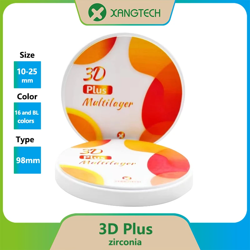 XANGTECH 3D Plus Multilayer Zirconia Blocks of Dental Materials Strength 700-1100Mpa 98mm Open System