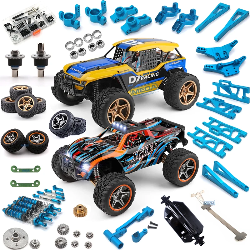 WLtoys RC Car Truck Blue All Metal Upgrade Parts Wheel Seat Tire Shock Absorbers Arm Chassis Reinforcement For 12402-A 104009