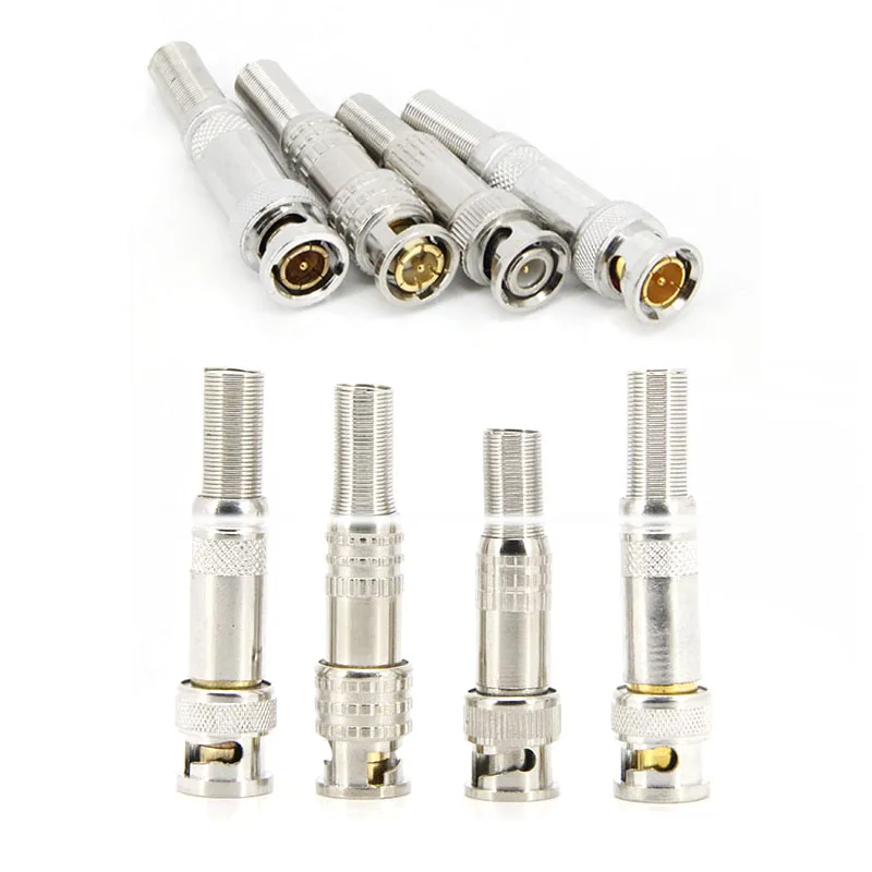 

4types Solder or Solderless BNC Male Plug socket metal Connector RG59 Coaxial Cable video camera Copper Zinc Twist-on plug