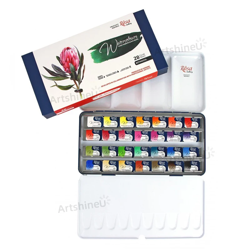 

ROSA Gallery Botanical Watercolor Paint Set 14/16/28 Full Pans Portable Travel Solid Water Color For Artists Adults Art Supplies