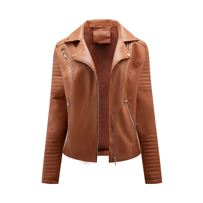 2024 New Fashion Women Faux Leather Jacket Spring Autumn Zipper Casual Pu Coat Female Biker Outerwear Ladies Clothes S-XXXL