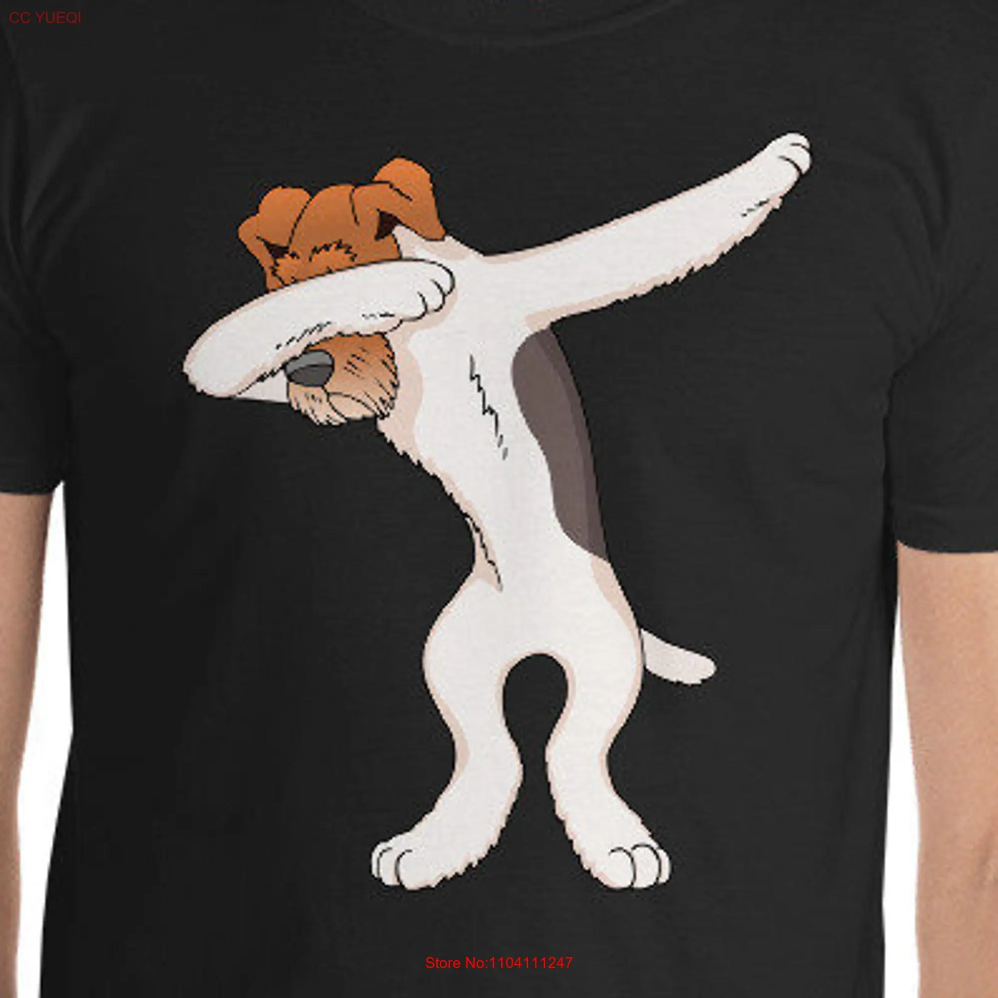 Dabbing Wire Fox Terrier T Shirt Funny Wirehaired Dog Dab Dance Move long or short sleeves