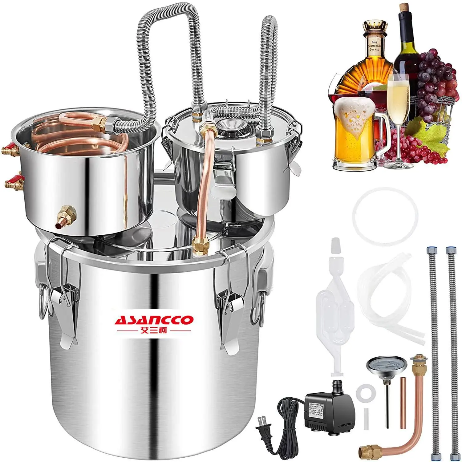 Small household distiller Brewing equipment Distillation barrel Baijiu fruit wine hydrosol machine Fermentation and brewing