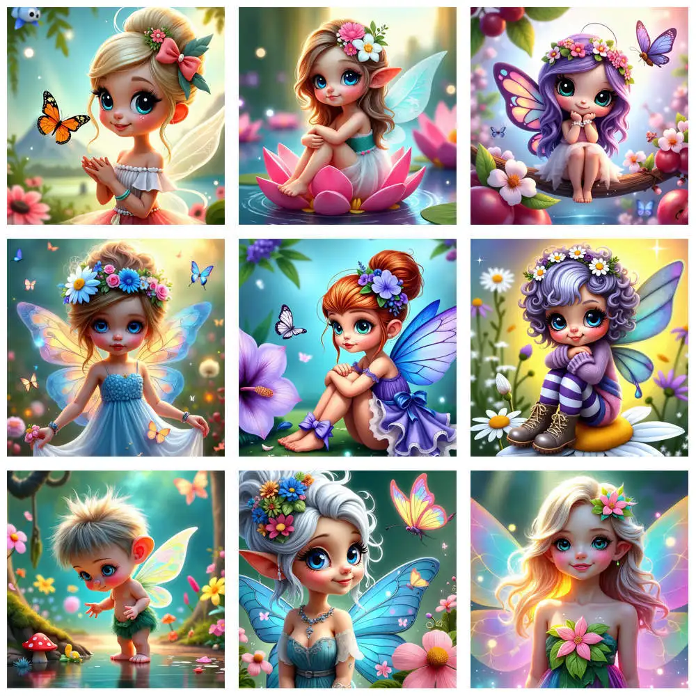 5D DIY Diamant Malerei Schmetterling Fee Mädchen Strass Ästhetische Volle Runde Diamant Stickerei Kits Bild Home Decor
