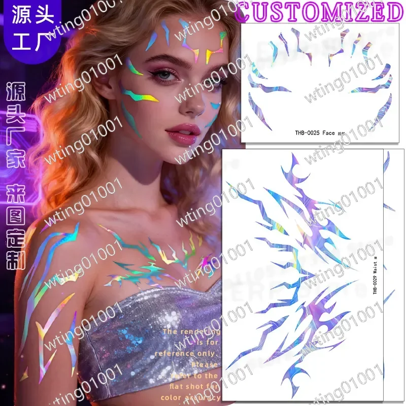 for Boy Group Cosplay Full Body Temporary Tattoo Sticker Laser Witch Hunter Girl Party Fake Ink Decal