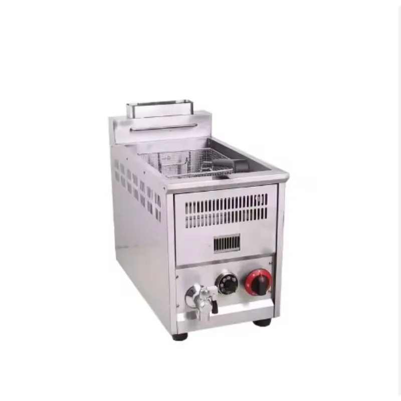 

Good Quality New Commercial Gas Deep Fryer With 1 Basket Fried Chicken Fries Frye Machine With Oil Valve