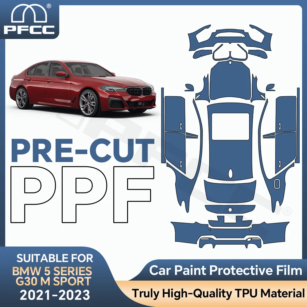 

Защитная пленка PPF 8.5 Mil для BMW 5 серии G30 2021-2023, полная защита кузова, предварительно вырезанная, устойчивая к царапинам, прозрачная, из ТПУ, автомобильные аксессуары