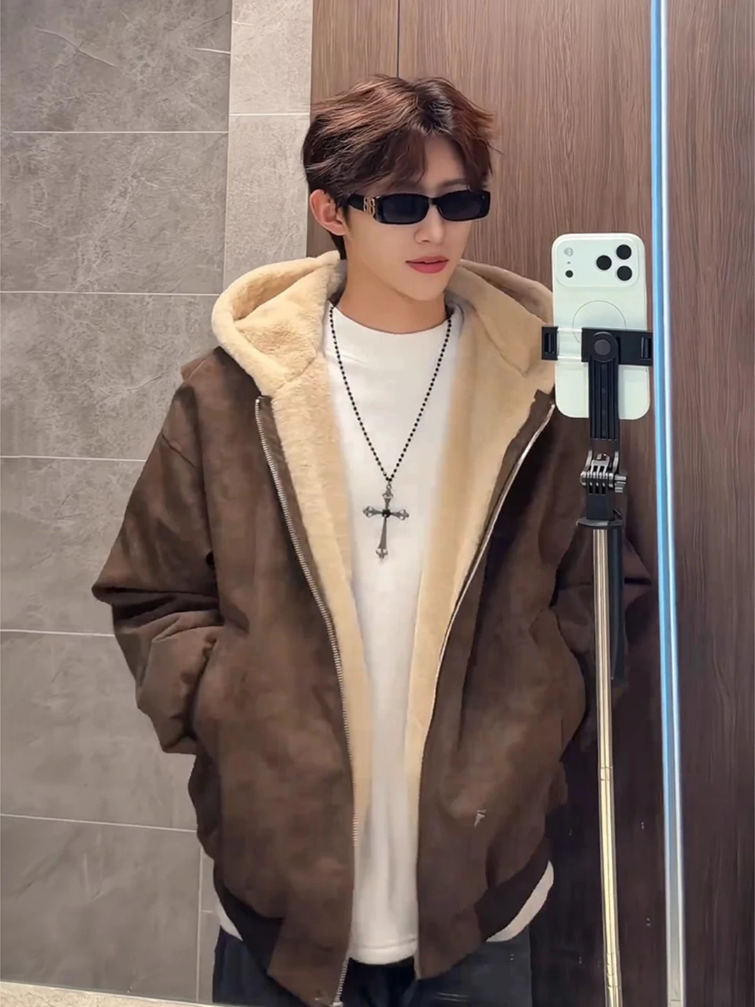 

Мужская зимняя куртка из хлопка с утолщенным воротником из овечьей шерсти, в американском стиле, с капюшоном, из кожи и хлопка, Haome