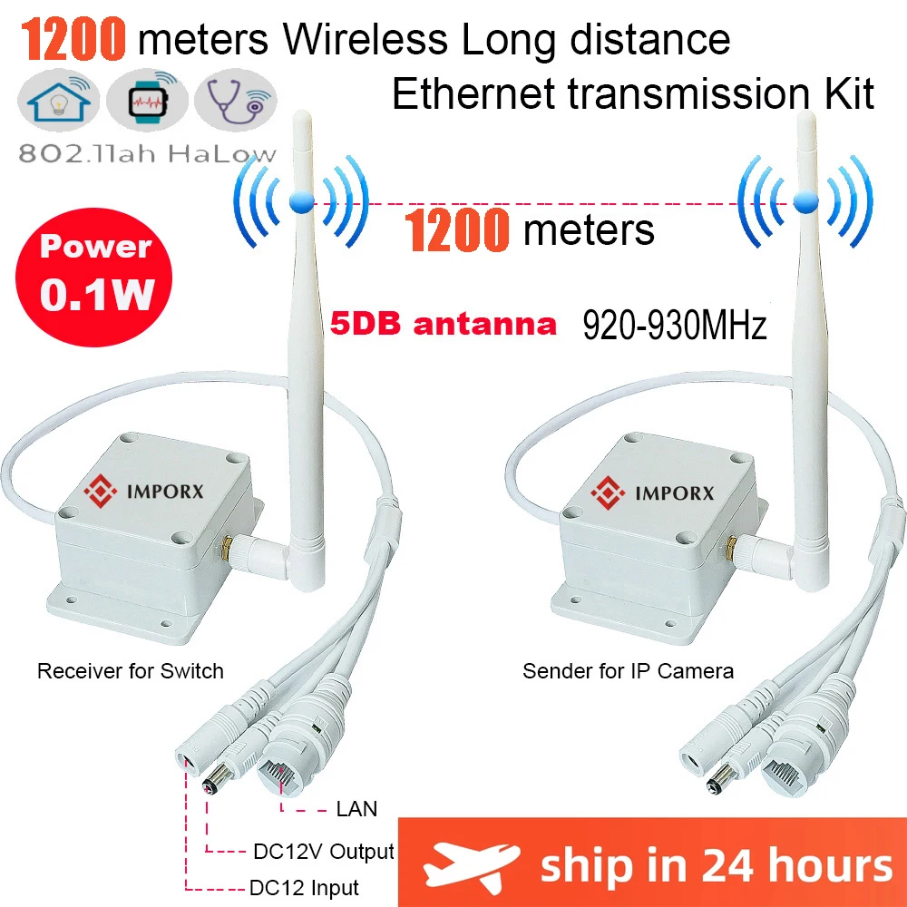 1 To 1 Long Distance 1.2KM Wireless WIFI Transmission Sender AP Receiver Plug and Play Wire 5MP 8MP PTZ IP Camera Ethernet KIT