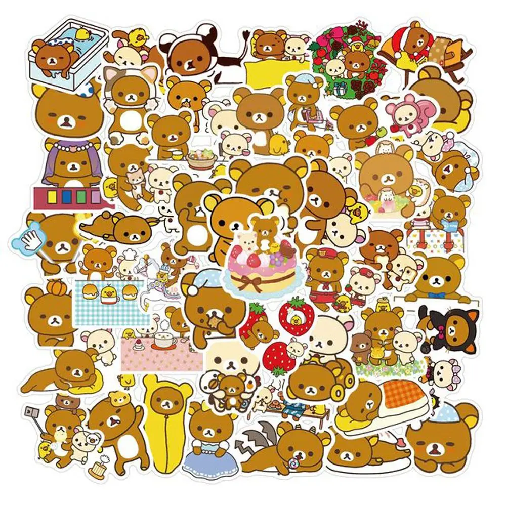 Autocollant décoratif pour scrapbooking, motif animal, dessin animé, ours, graffiti, Rilakkuma, DIY bricolage