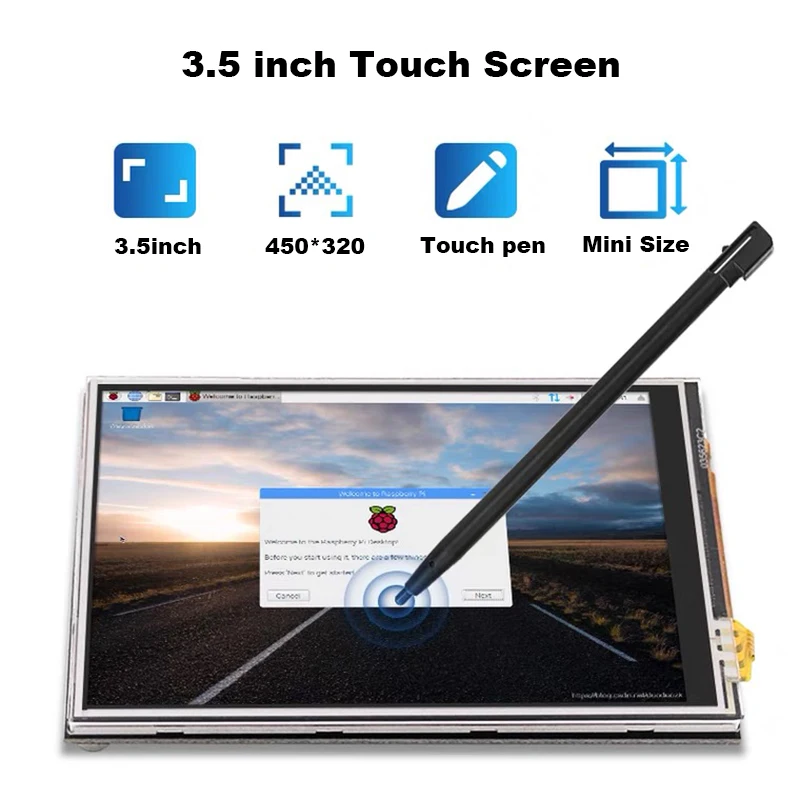 Raspberry Pi 3.5 Inch Touch Screen 450*320 TFT LCD 60fps Display With Cooling Fan for Raspberry Pi 4 4B 3B 3B+ Optional Case