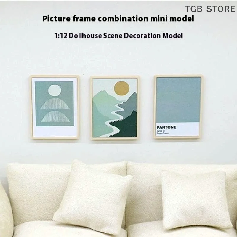1 Set 1:12 Miniatur PLA Vintage Wandbild Fotos Wandbild Szene Dekoration DIY Zubehör