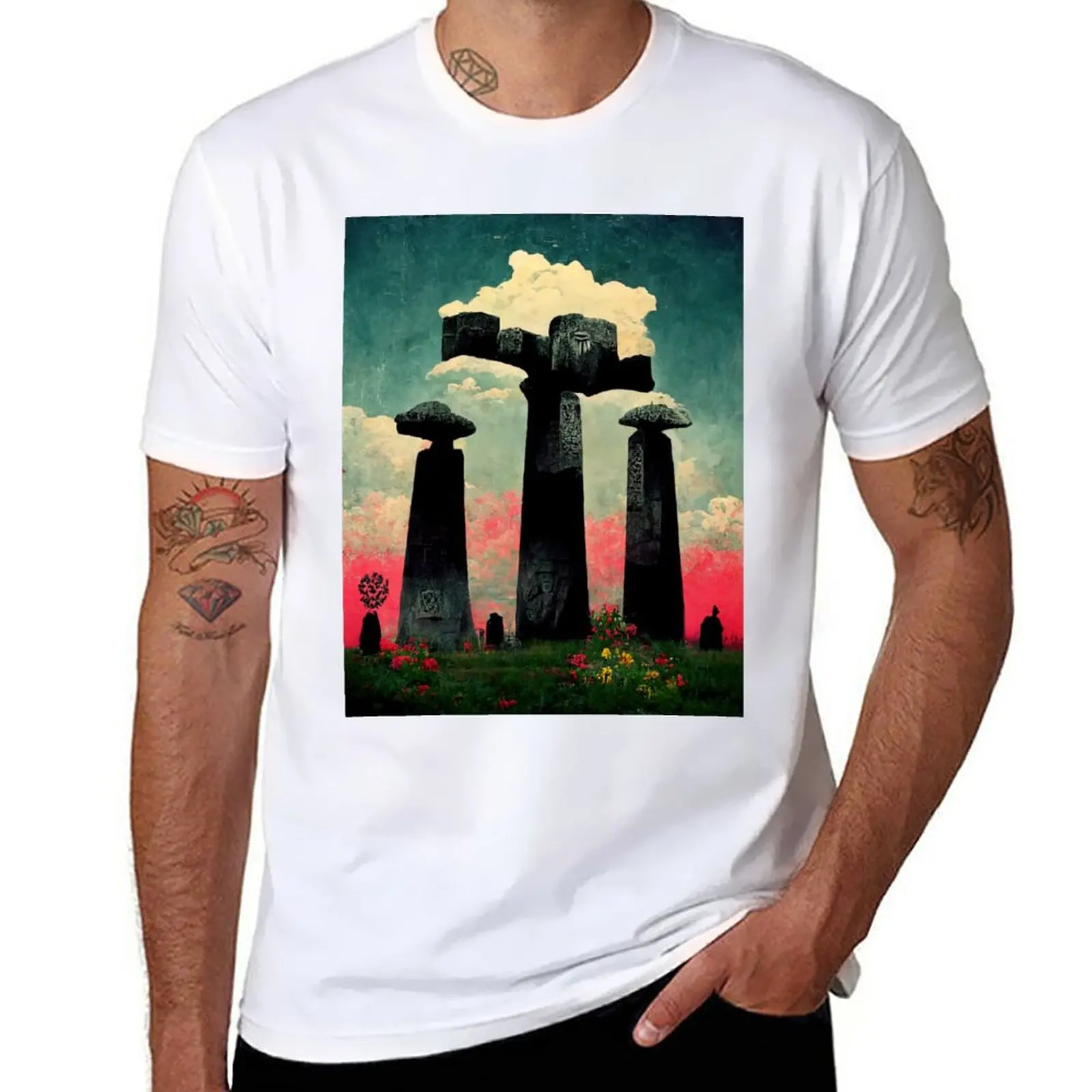 New Occult Floral Stonehenge : 2 T-Shirt plain t-shirt kawaii clothes heavy weight t shirts for men