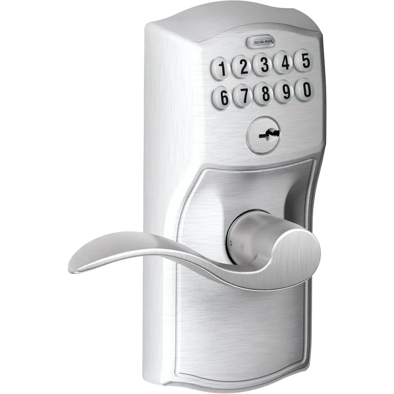 FE595 CAM 626 ACC Camelot Keypad Entry with Flex-Lock and Accent Levers, Brushed Chrome