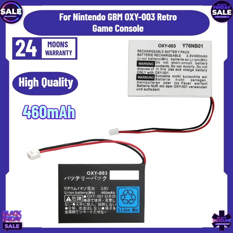 460mAh GBM Game Console Battery OXY-003 OXY-001 Li-ion Batteries For Nintendo GBM Consoles Replacement Rechargeable Cell