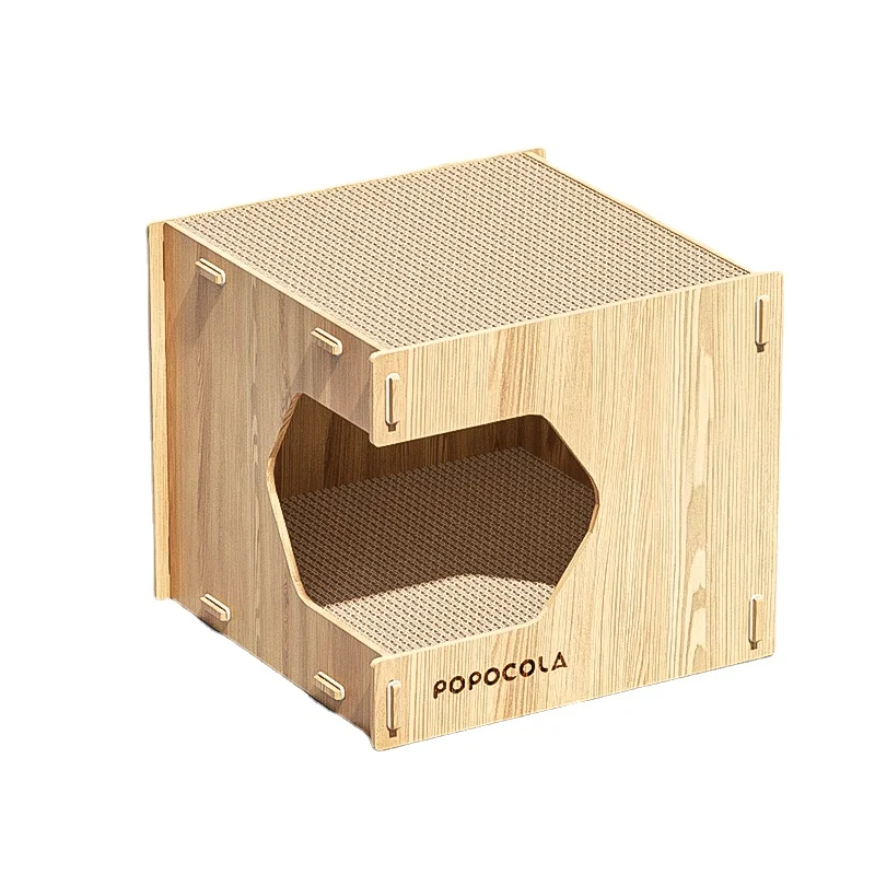 

Wyj Four Seasons Universal Enclosed Corrugated Paper Cat House Solid Wood Cat Shared Furniture