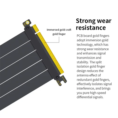 Imagen 2 del producto Teucer Soporte de montaje vertical GPU Soporte para tarjeta gráfica de PC PCI-E 3.0/4.0 x16 Antiinterferencias Flexible 90 °   Cable de extensión