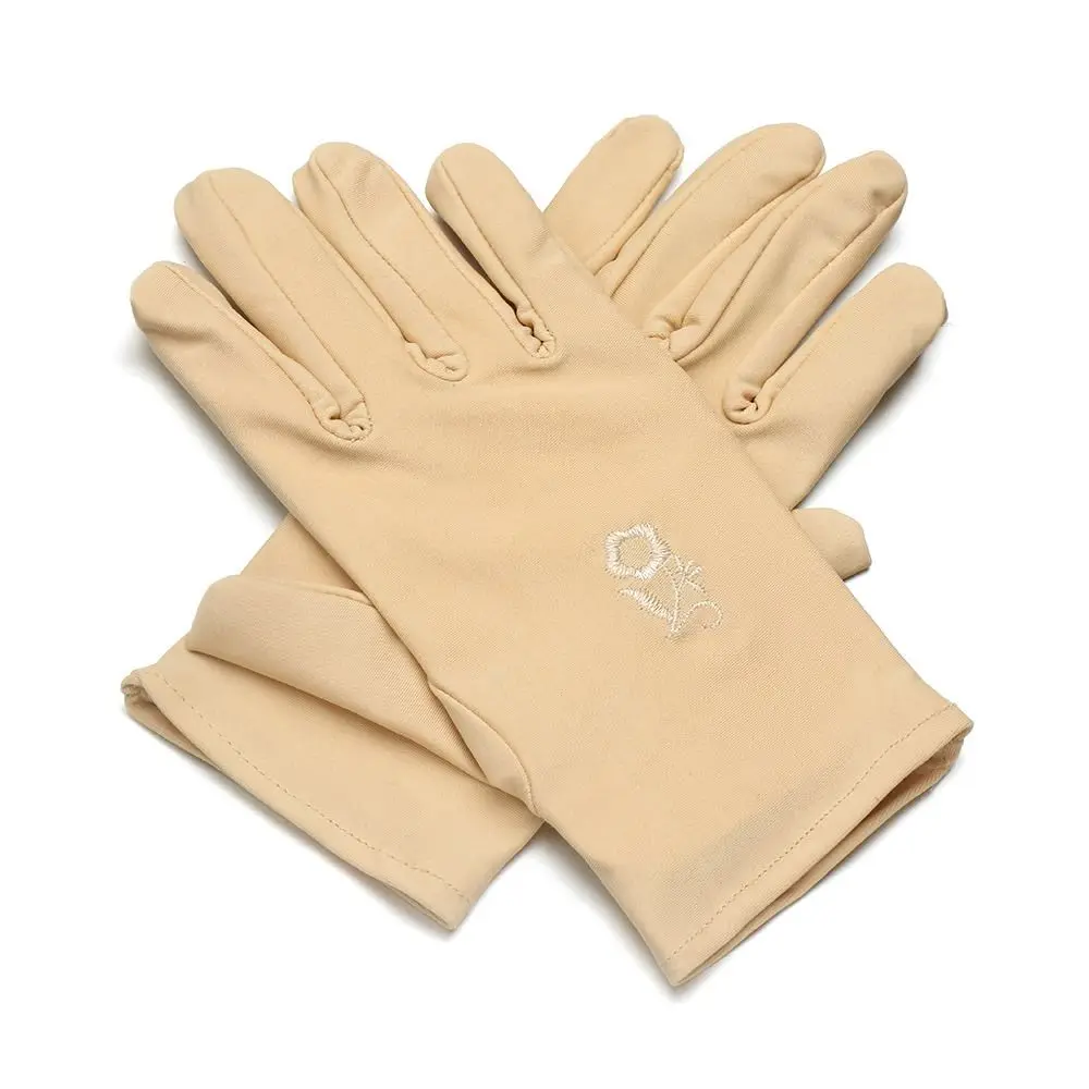 Fashion Thin Sun Protection Gloves Elastic Embroidered Driving Gloves Full Finger Mitts Women