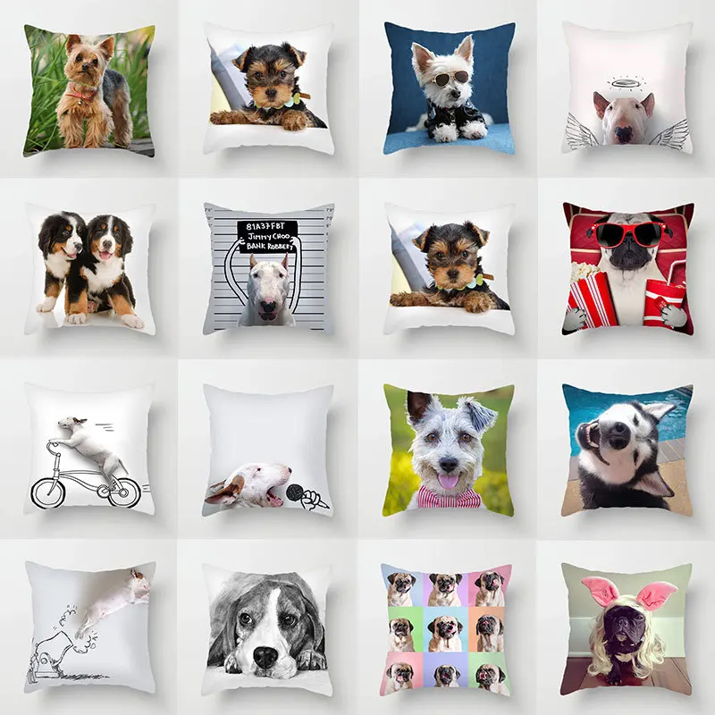 

45x45cm Cute Dog Pet Border Collie Dog Throw Pillows Case Sofa Bedroom Car Seat/Back Cushion Cover Pillowcase for Home Decor