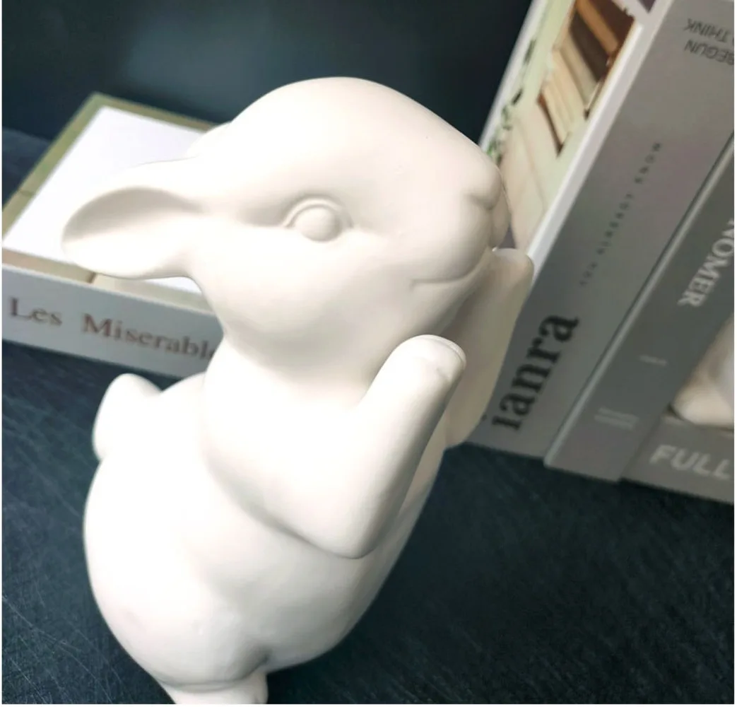 Cute Ceramic Rabbit Home Decor - Nordic Ins-Style Book Ends & Book Stands Fashionable Fresh Small Sculpture