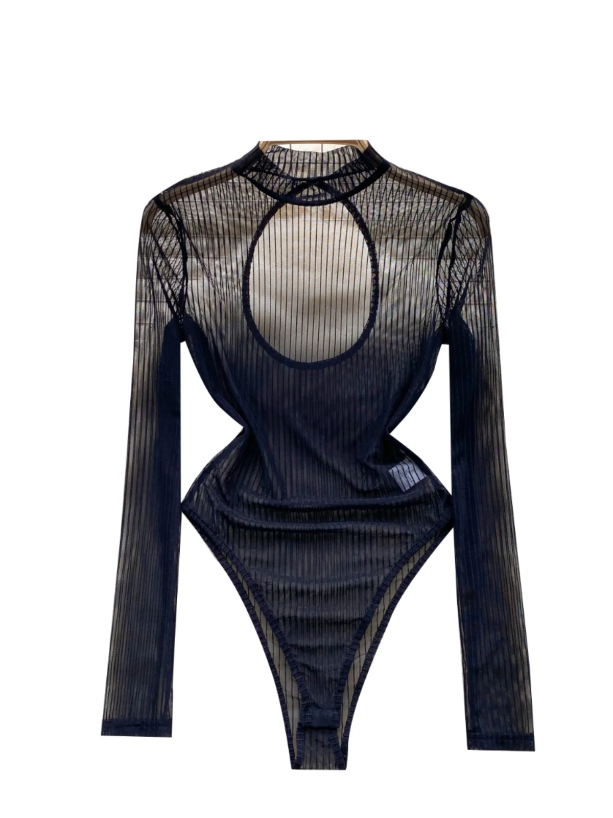 Sexy doorzichtige lange Sve Me Bal Dr damestop nieuwe herfst Sle uitgehold ontwerp hoge taille woon-werkverkeer Sle Onli...