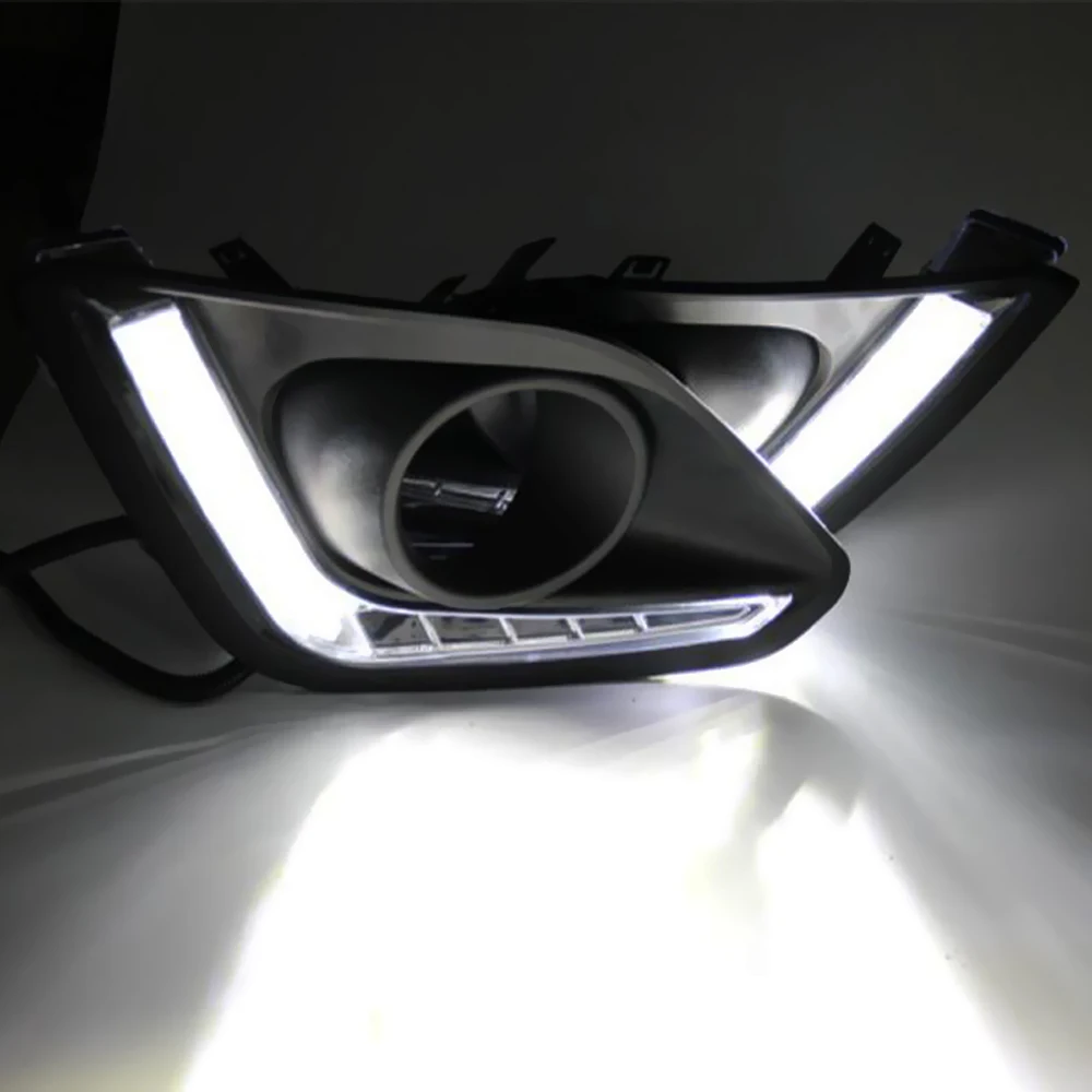 2 قطعة أضواء الجري النهاري LED DRL للسيارة لسوزوكي سويفت 2014-2016 - إشارة دوران صفراء + غطاء مصباح الضباب، سهل التركيب