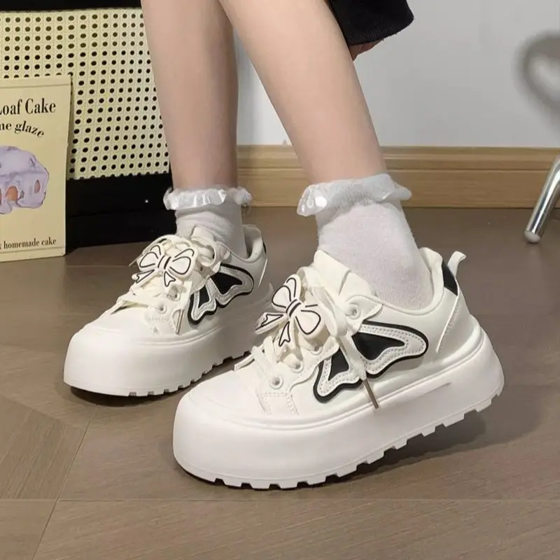 

2025 New Release Women's Pink Bow White Sneakers Lightweight Casual Shoes for Students