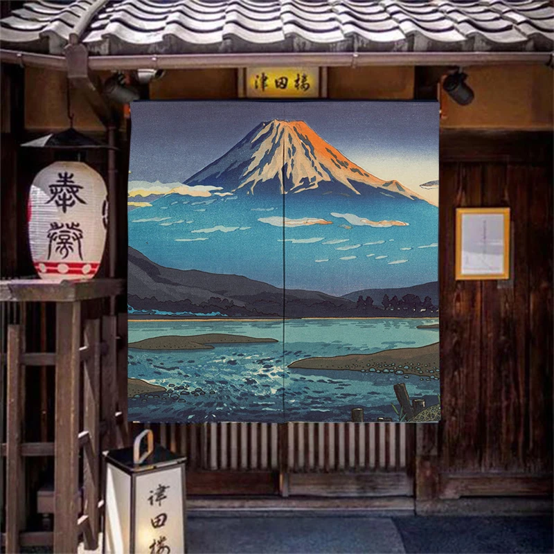 Custom Ukiyo-e Izakaya Noren Curtain Japanese Resturant Kitchen Cloth Doorway Curtains Oil Smoke Proof Partition No Punching