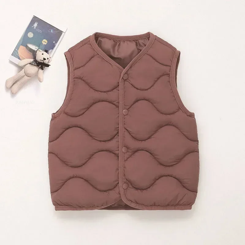 Autumn Winter Children Boys Girls Warm Vest Solid Cotton-Padded Waistcoats Baby 1-6Y Children Thicken Warm Outerwear for Kids