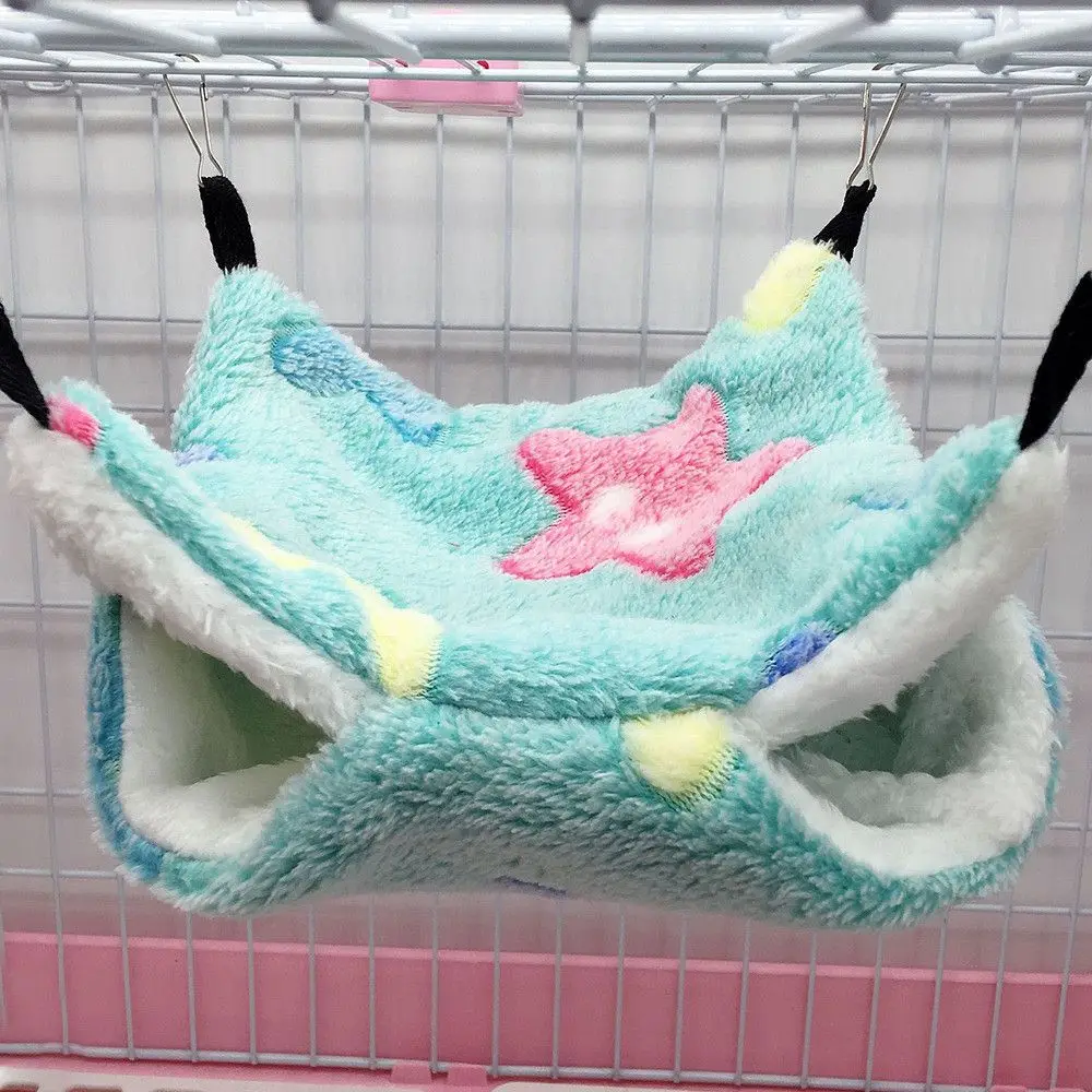 Small Animal Hammock Coral Fleece+Arctic Fleece Pet Hanging Hammock Hamster Ferret Rat Squirrel Cage Nest Warm Beds House Toys