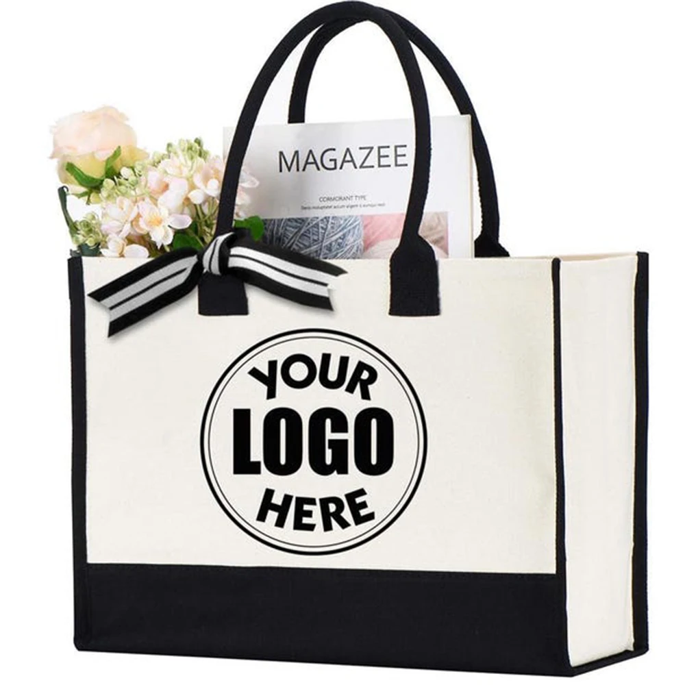 Custom Your Here Logo Tote Bag Print Canvas Bag Custom Tote Bag Logo Bag Personalized Logo Totes Shopping Bag With Logo