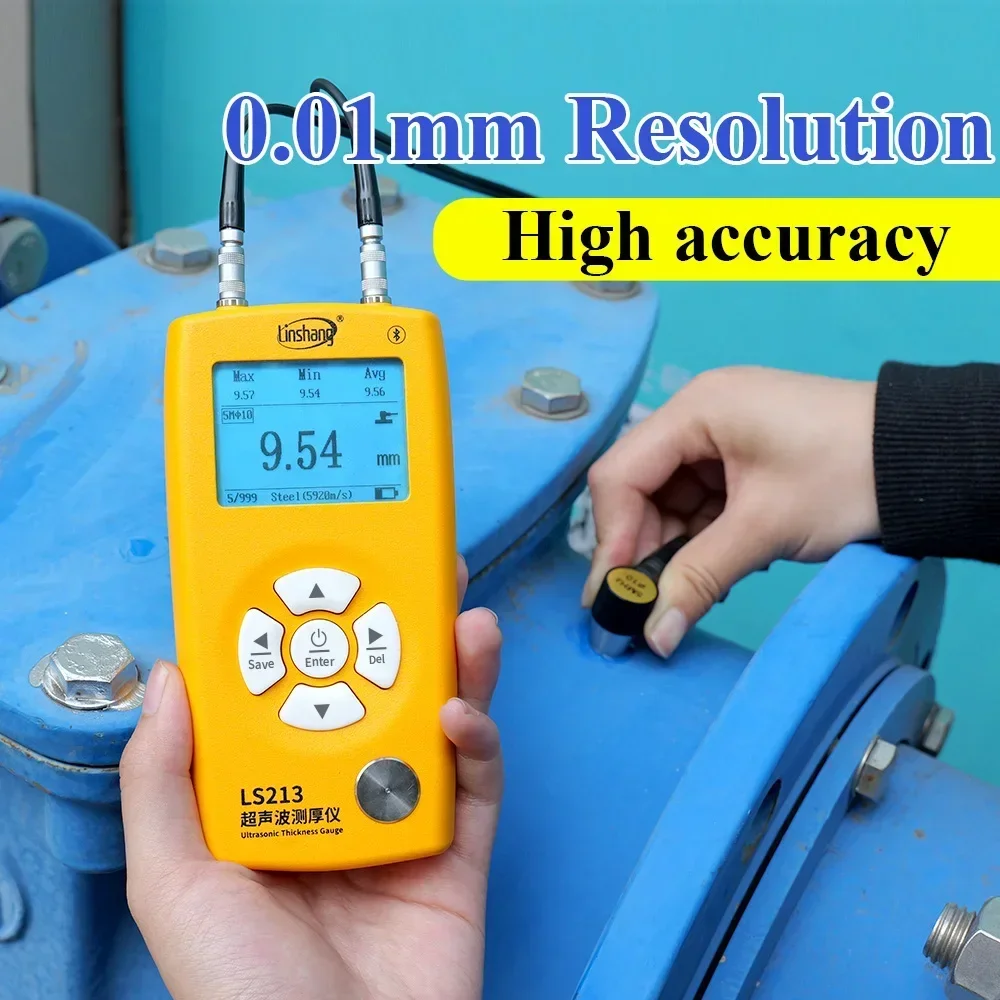 

Ultrasonic Thickness Gauge High Accuracy Pipe Thickness Gauges for Wall Metal Tube Rubber Plastic Measurement 0-350mm LS213