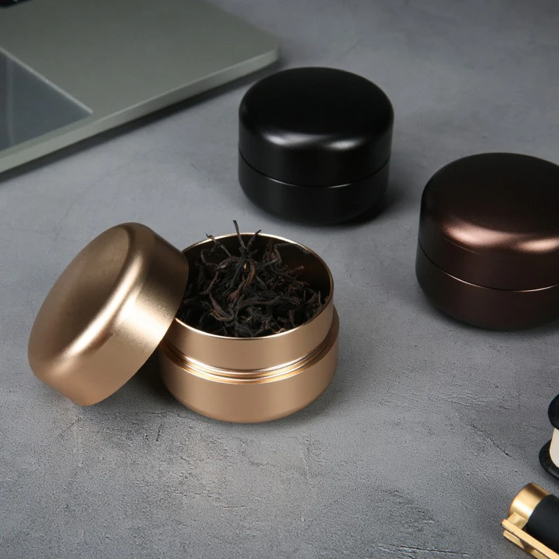 Mini Metal Box Aluminum Alloy Tea Can Jar Sugar Coffee Caddy Organizer Waterproof Moisturized Travel Portable Container