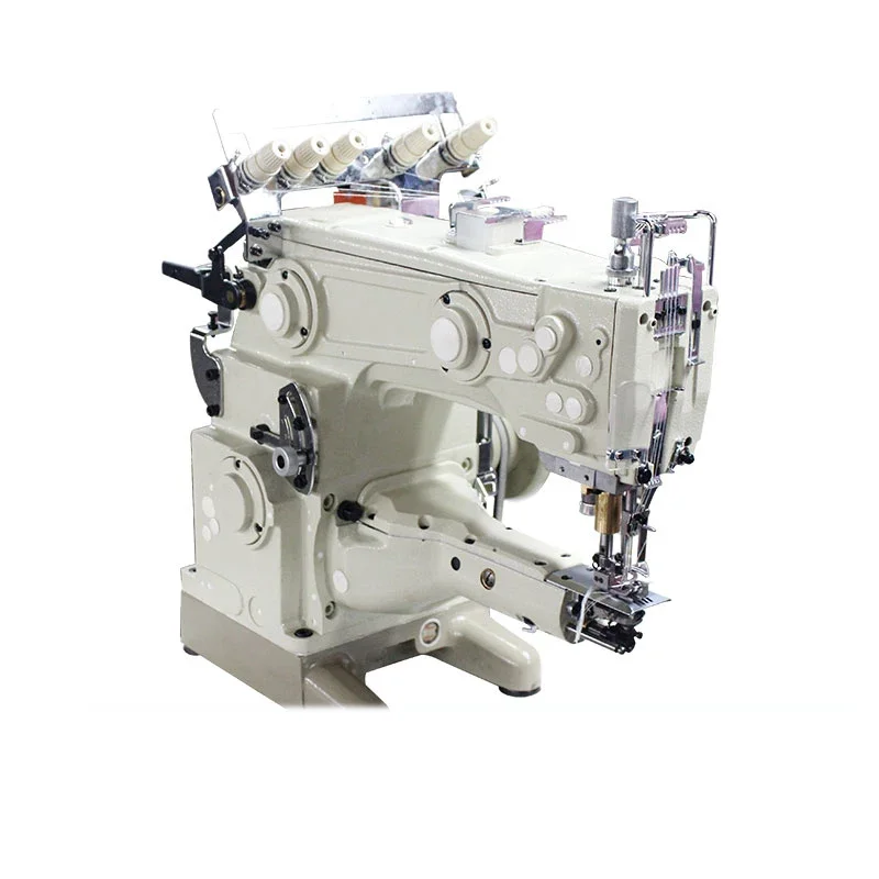Barrel Type Three-needle Five-thread Tension Sewing Crane Crane Automatic Thread Cutting Sewing Machine Lengthened Type