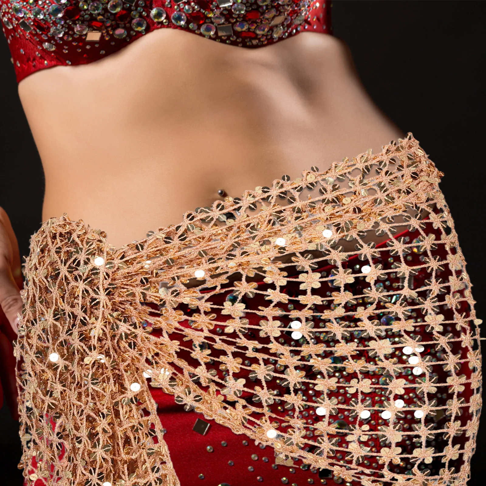 Dançarina do ventre hip cachecol lantejoulas borla cinto para dança do ventre mostra trajes de festival dança leve e confortável