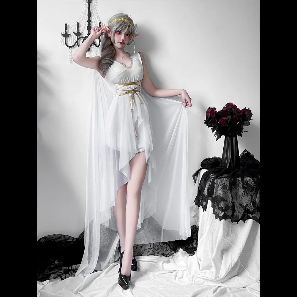 فستان الآلهة اليونانية في القرون الوسطى زي الهالوين؛ فستان قزم؛ كليوباترا؛ زي أداء أثينا.