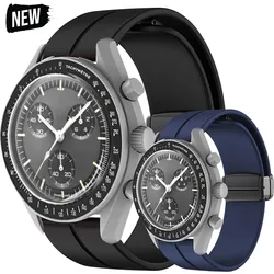 Silicone Strap For Omega X Swatch Joint MoonSwatch Planet Watch Band Metal Magnetic Buckle Wristband Replacement Bracelet Correa
