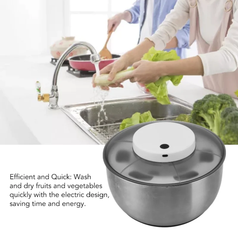 Salad Spinner Electric Vegetable Drainer Quick Eash Spin Dry Greens Fruits Vegetables Kitchen Tools For Cooking Home