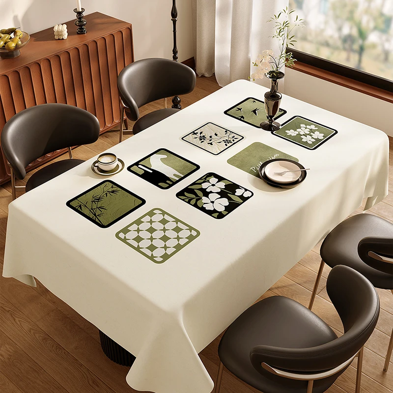 Vintage Collage Waterproof Tablecloth High-End Pvc Oil-Proof and Heat-Insulating Table Mat Aesthetic Dustproof Desktop Protector