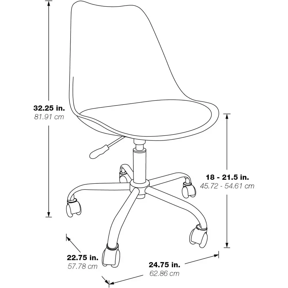 كرسي مكتب هوائي بدون ذراع من إيمرسون مع عجلات، أحمر #3