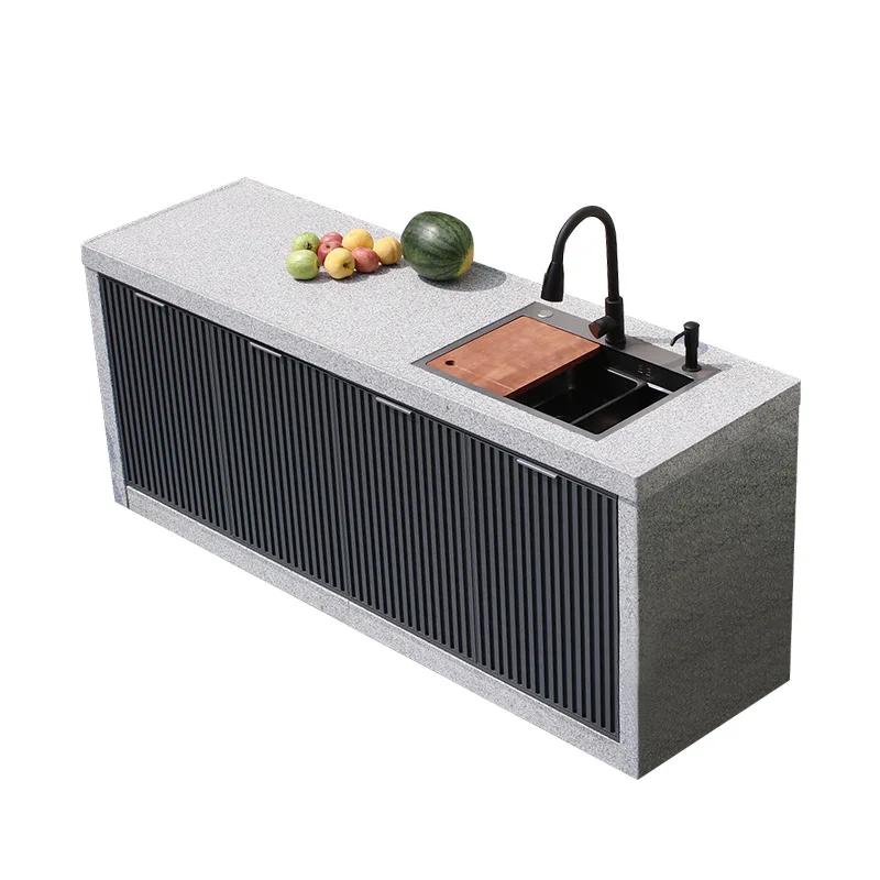 

Granite Island Terrace Outdoor Courtyard Operating Desk Villa Sink Cabinet Rough Stone Sink