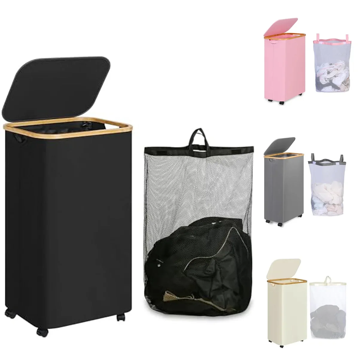 

Laundry Basket With Wheels Laundry Basket With Lid And Inner Bag Bedroom Laundry Room Dormitory Storage