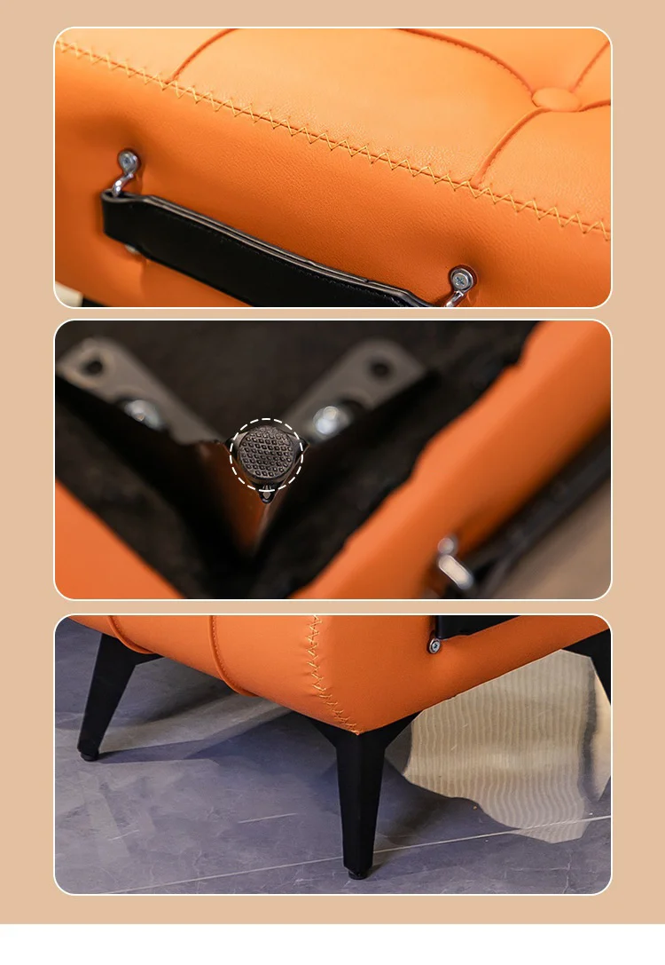مقعد جلدي مربع، مقعد غرفة المعيشة، مسند قدم الأريكة، ديكور المنزل، أمريكي فاخر خفيف، إيطالي، ديكور منزلي #5