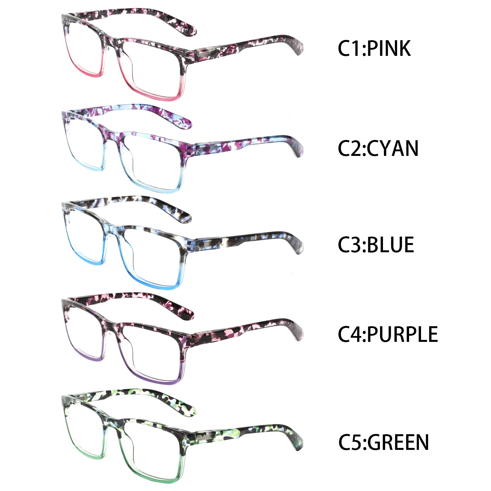 Boncamor Blue Light Blocking 5 pack of Reading Glasses Men and Women Fashion  Comfortable Spring Hinge Eyeglasses