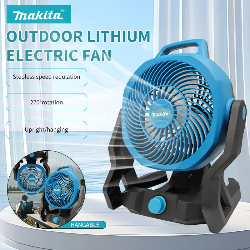 Ventilatore elettrico ricaricabile Makita 18V Ventilatore da campeggio esterno Circolatori d'aria Ventilatore senza fili 270 °   Ventilatore da tenda con rotazione della testa per Makita Ba