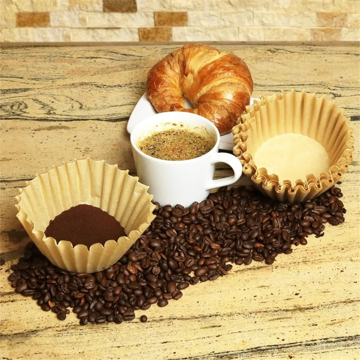 1set 8-12 Cups of Coffee Filter with 500 Unfiltered Coffee Filter Papers, Perfect for Home, Morning Brewing