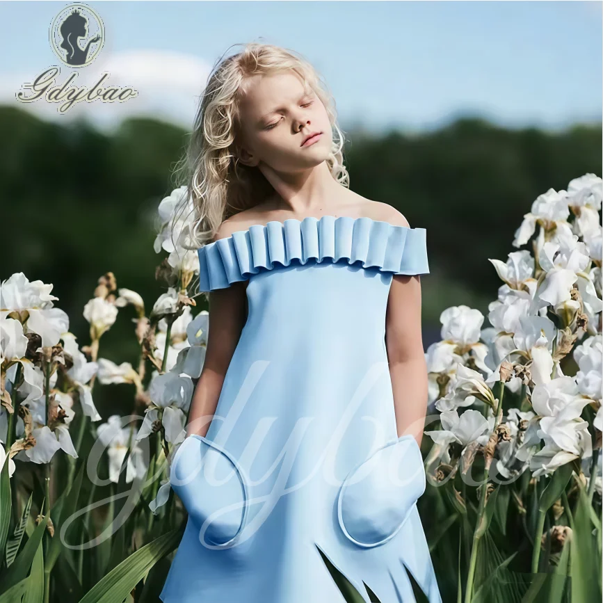 

Новое платье для девочки на 2026 год: нарядное вечернее платье в корейском стиле для дня рождения, синее, для детских праздников и торжественных мероприятий