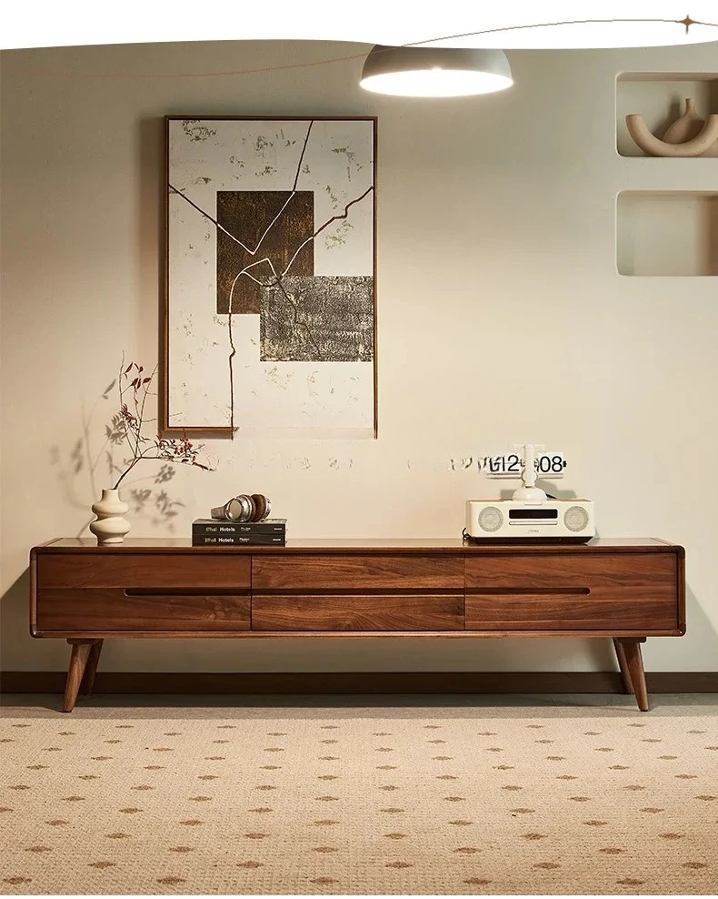 

Шкаф для телевизора из североамериканского черного ореха, напольный шкаф в скандинавском стиле, шкаф для хранения вещей в гостиной, шкаф для телевизора из массива дерева2005