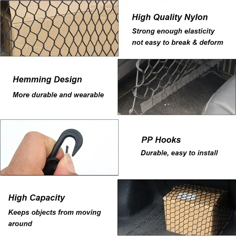 Universal Car Trunk Net Elastic Luggage Net Cargo Organizer Storage Nylon Mesh Nets Stretchable Car Interior Mesh Network Pocket